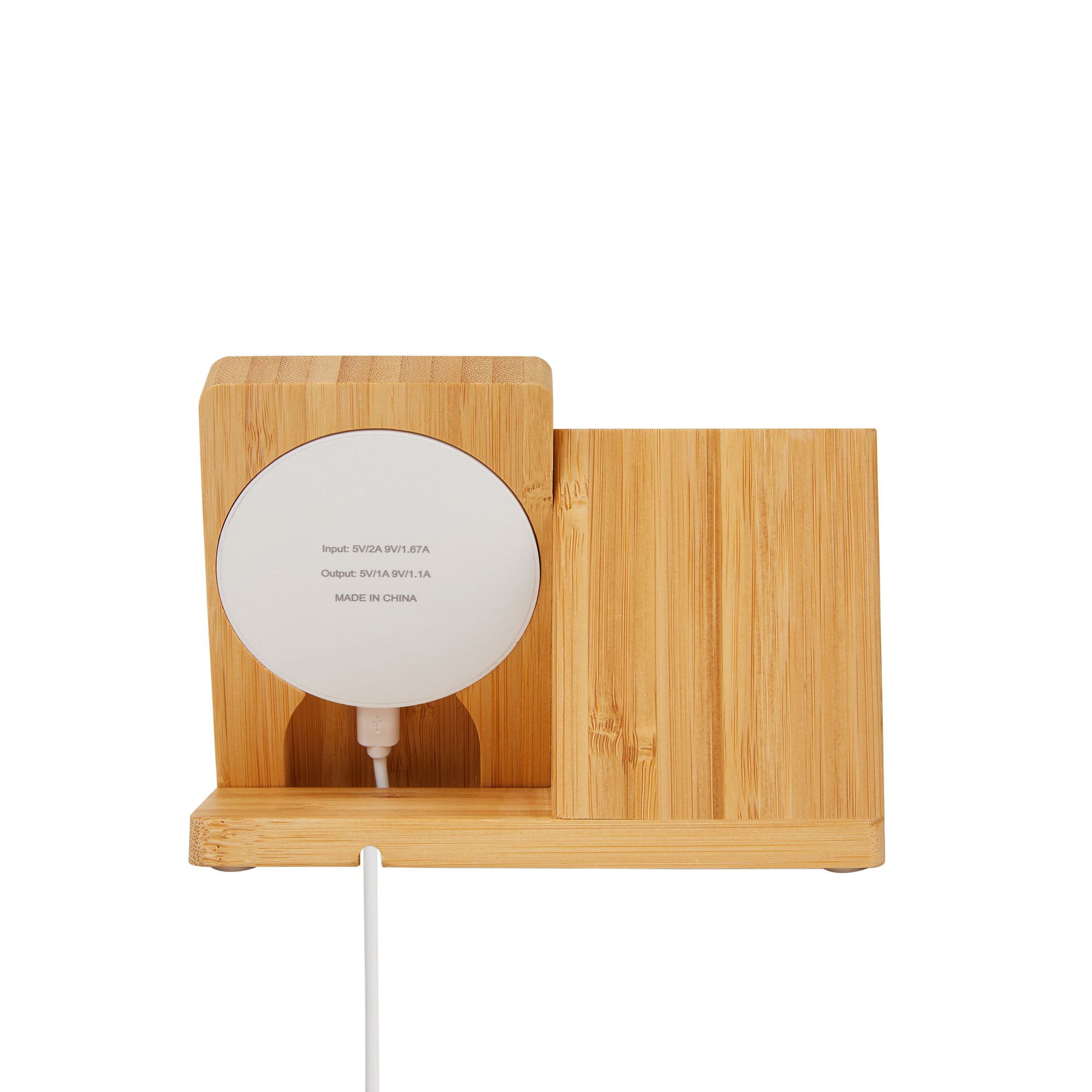 Bamboo Wireless Charger with pen holder