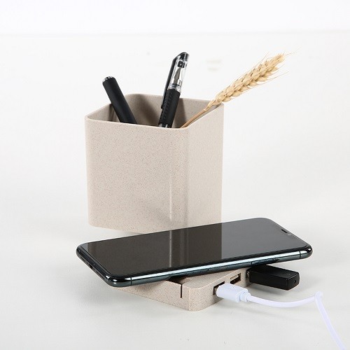 Multi-functional Wheatstraw Wireless Charger with Pen Holder