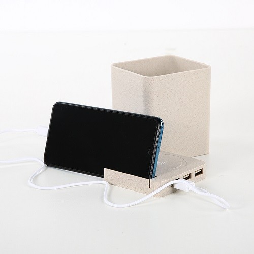 Multi-functional Wheatstraw Wireless Charger with Pen Holder