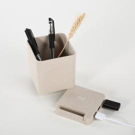 Multi-functional Wheatstraw Wireless Charger with Pen Holder